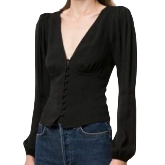 Reformation Tops - Reformation Plunge Neckline Long Sleeve Crop Top Size XS